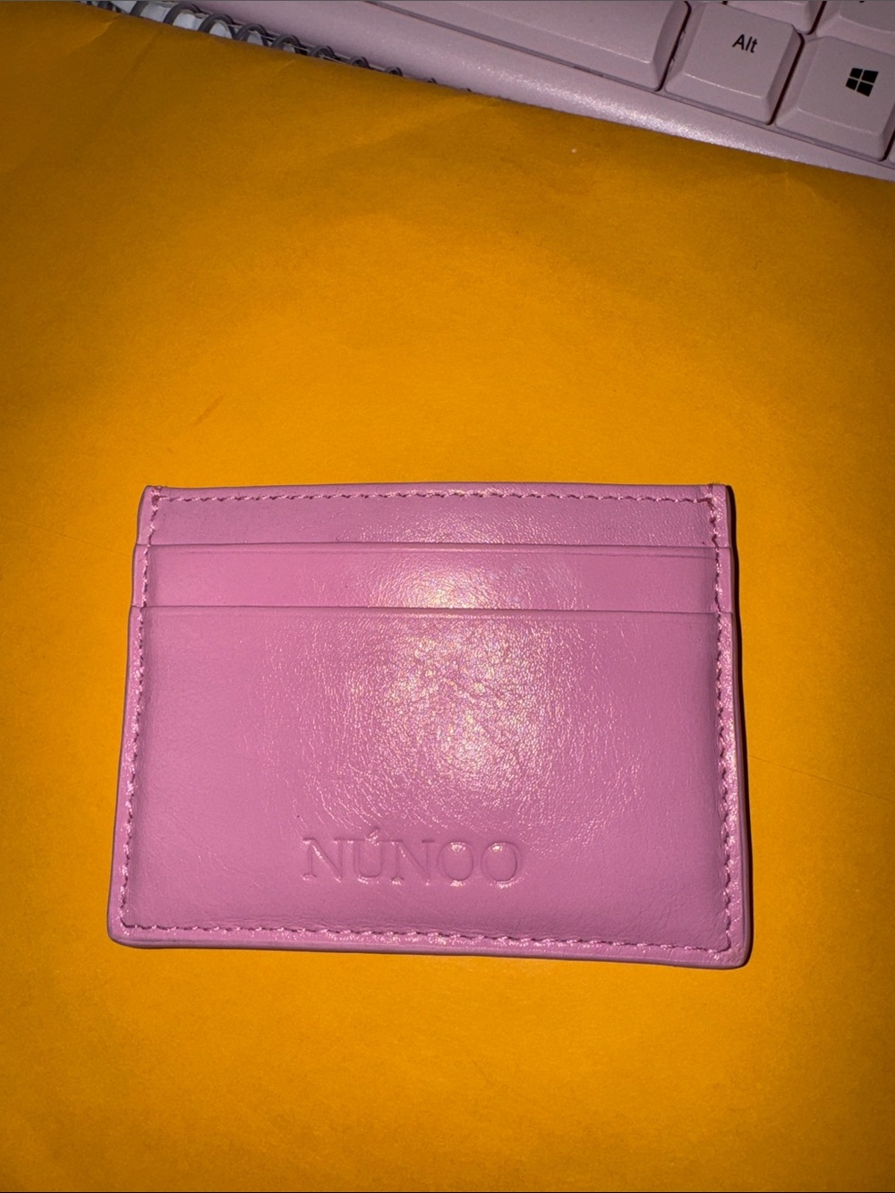 Pink Leather Card & Key Holder
